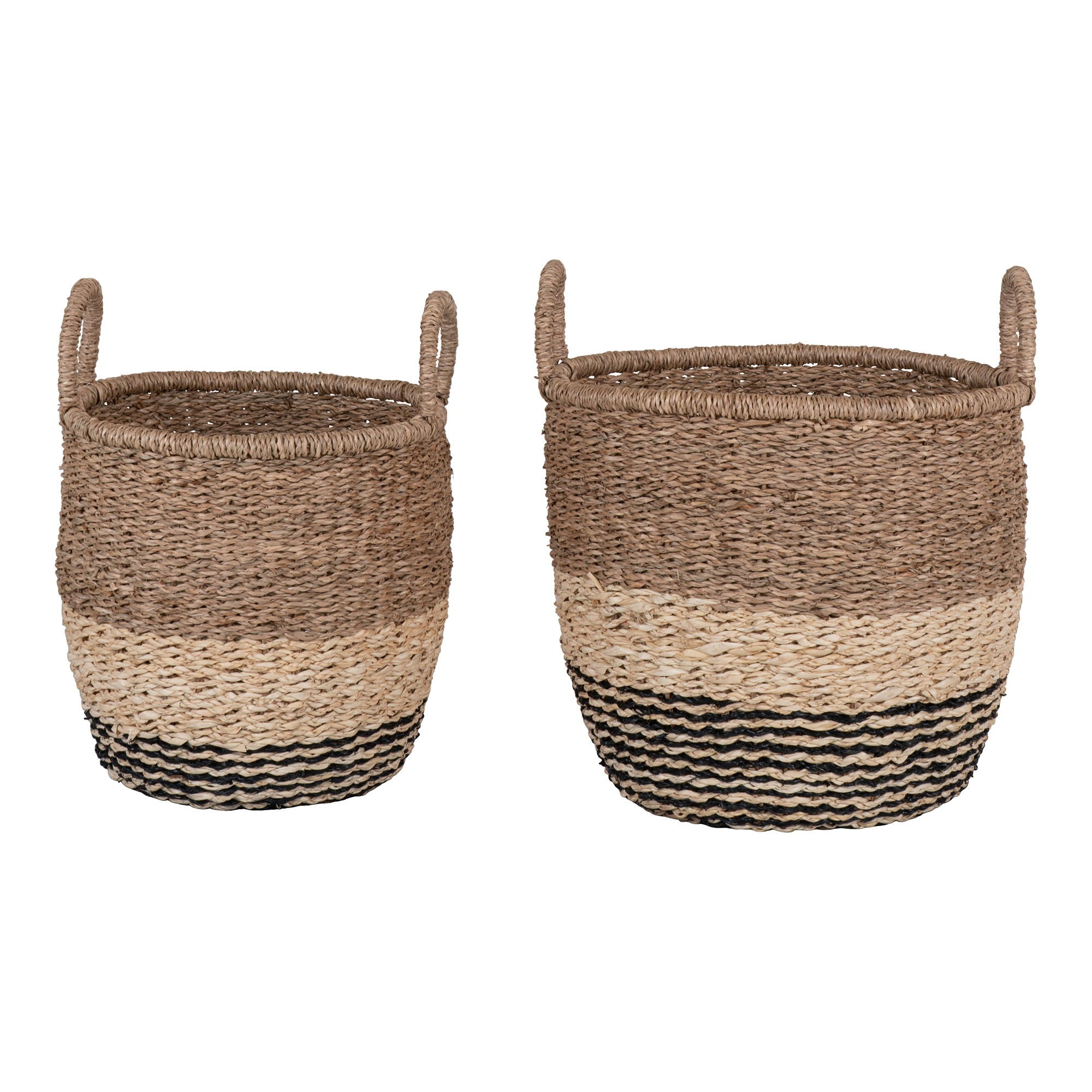 Farbe Lima – Aufbewahrungskörbe aus Seegras, natur/braun/schwarz, Set aus 2